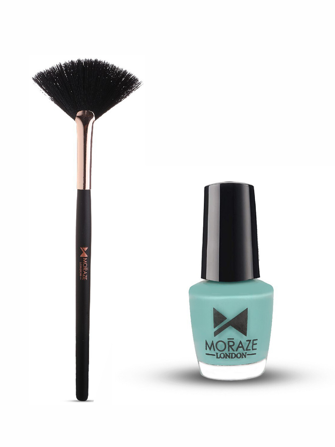 Moraze Set of Nail Paint 5 ml - Aquamarine with Fan Brush - Black