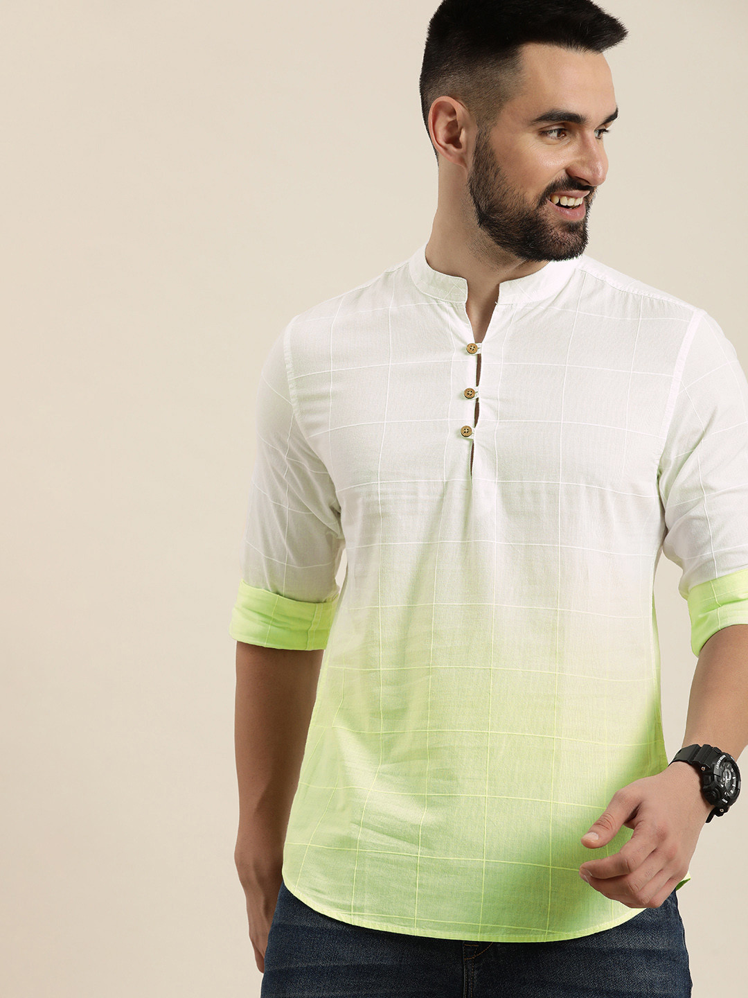 HERE&NOW Men Ombre Opaque Casual Shirt