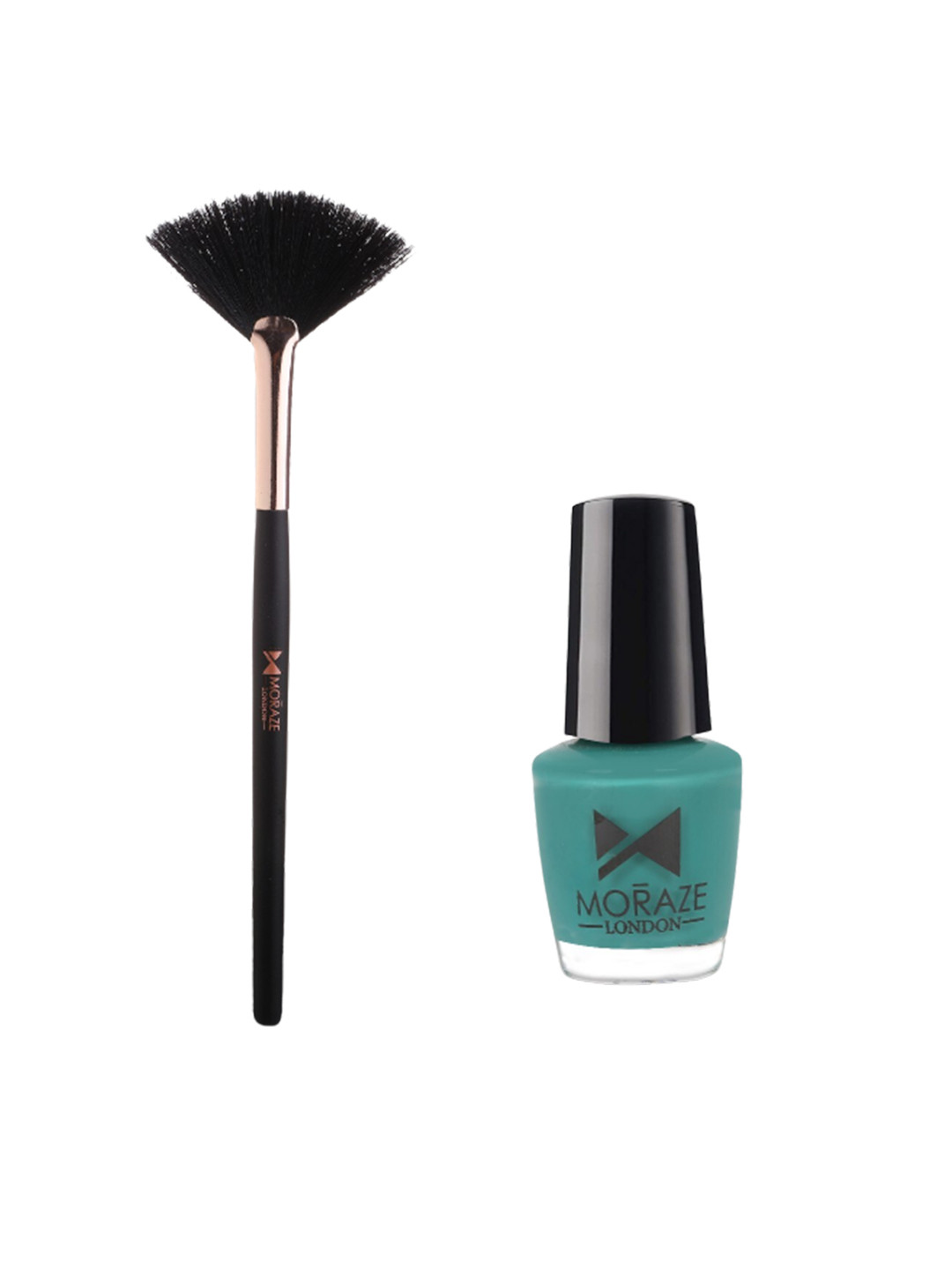 Moraze Set of Fan Brush & Nail Paint - Blue Lagoon