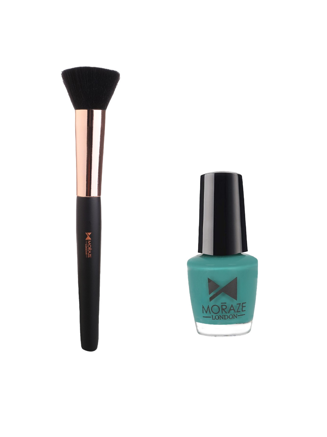 Moraze Set of Nail Paint 5 ml - Blue Lagoon with Bronzer Brush - Black