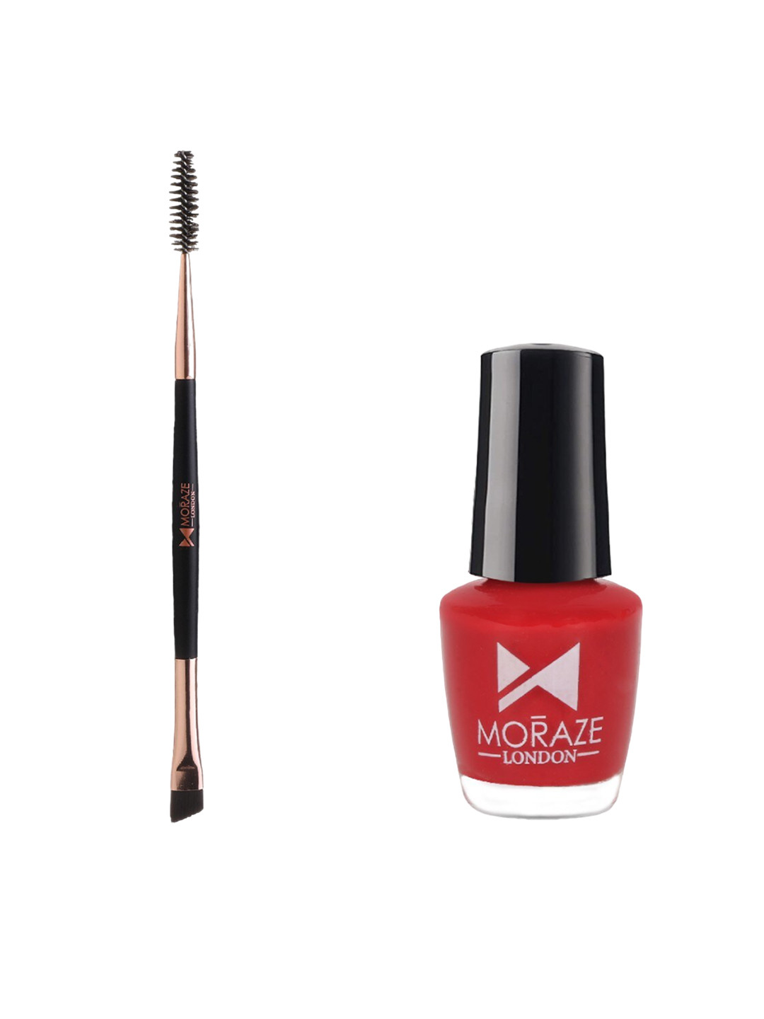 Moraze Set of Nail Paint 5 ml - Watermelon Slush with Double Ended Eyebrow Brush - Black