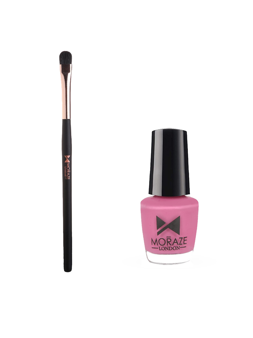 Moraze Set of Nail Paint 5 ml - You Make Me Blush with Eyeshadow Brush - Black