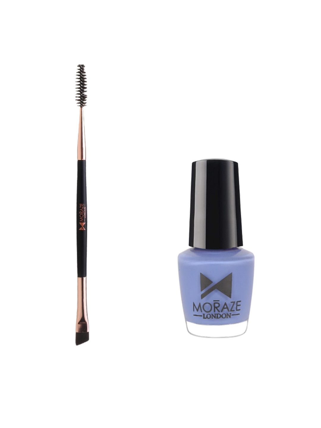 Moraze Set of Nail Paint 5 ml - Moon Purple with Double Ended Eyebrow Brush - Black