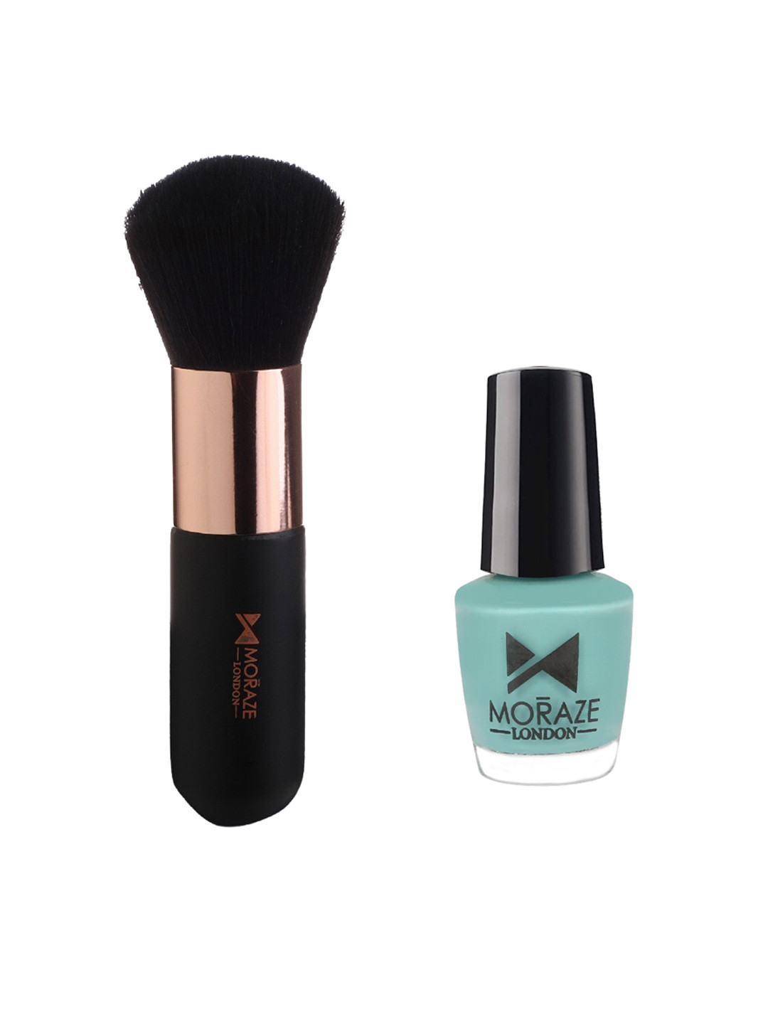 Moraze Set of Nail Paint 5 ml - Aquamarine with Kabuki Foundation Brush - Black