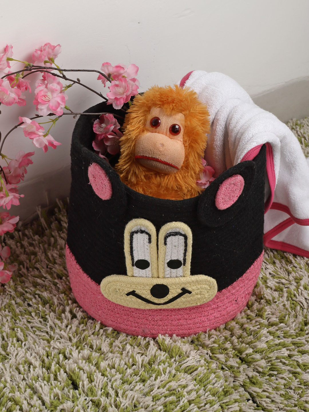 FABINALIV Kids Black & Pink Self Design Multipurpose Foldable Organizer