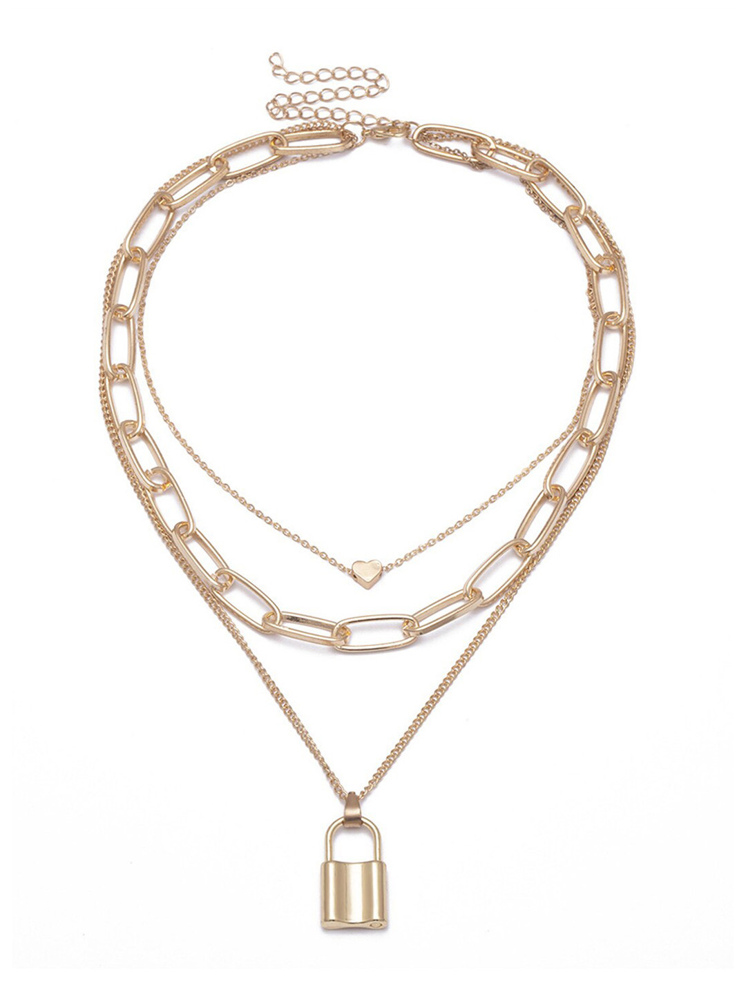Scintillare By Sukkhi Gold-Plated Minimal Layered  Heart Lock Necklace