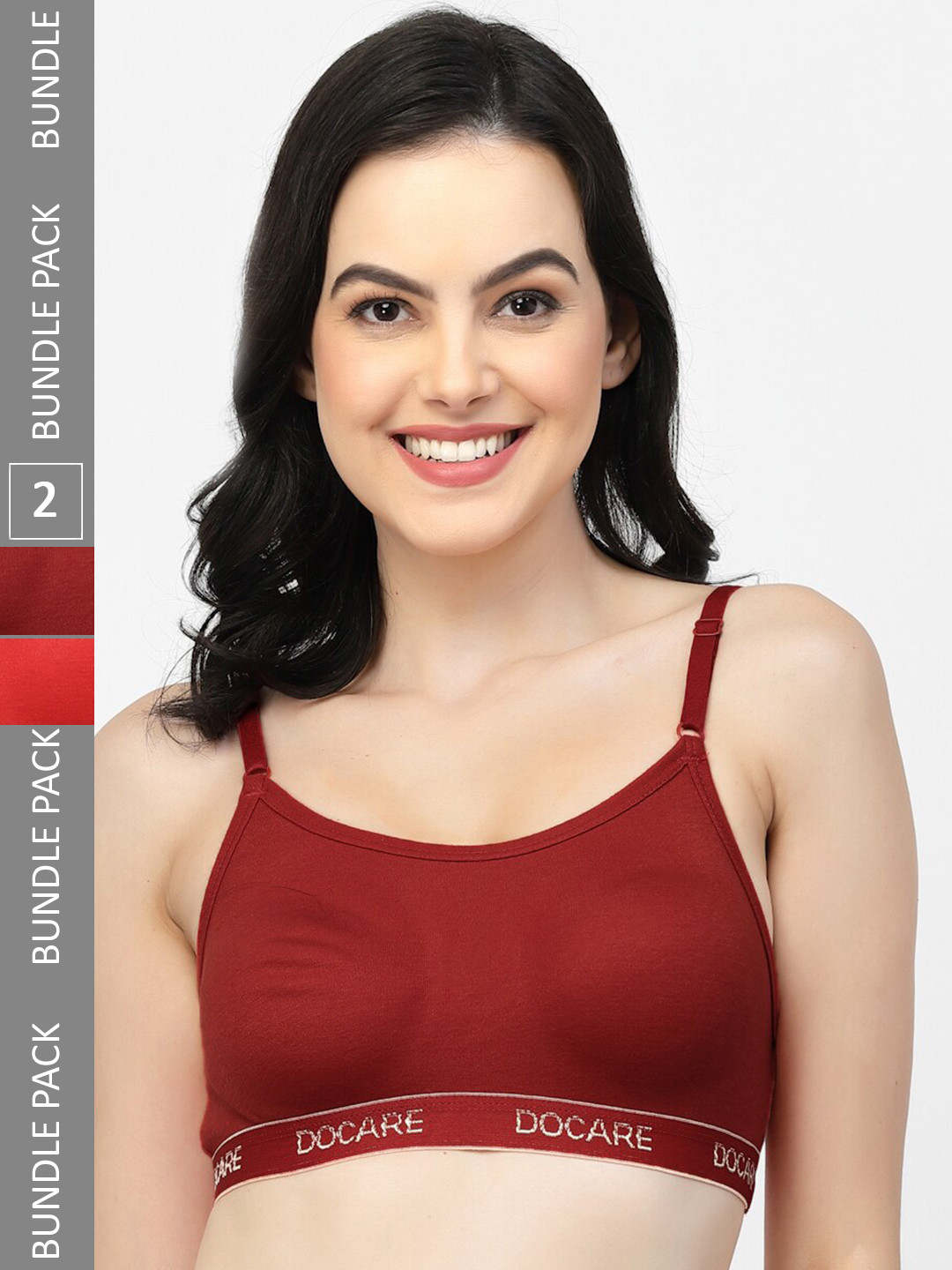 Docare Pack Of 2 All Day Comfort Seamless Cotton Sports Bra