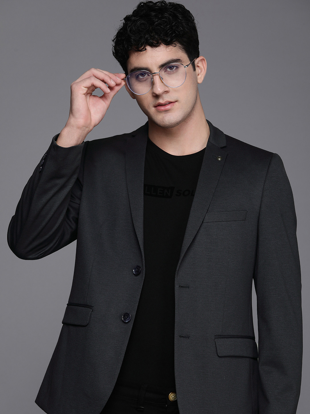 Allen Solly Notched Lapel Collar Checked Single-Breasted Smart Casual Blazer