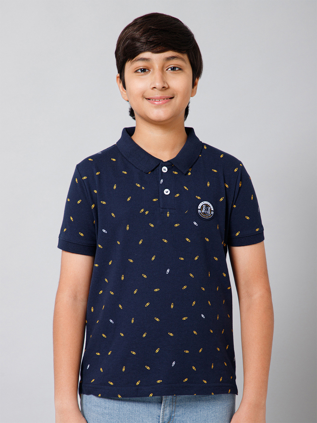 Alan Jones Boys Conversational Printed Polo Collar T-shirt