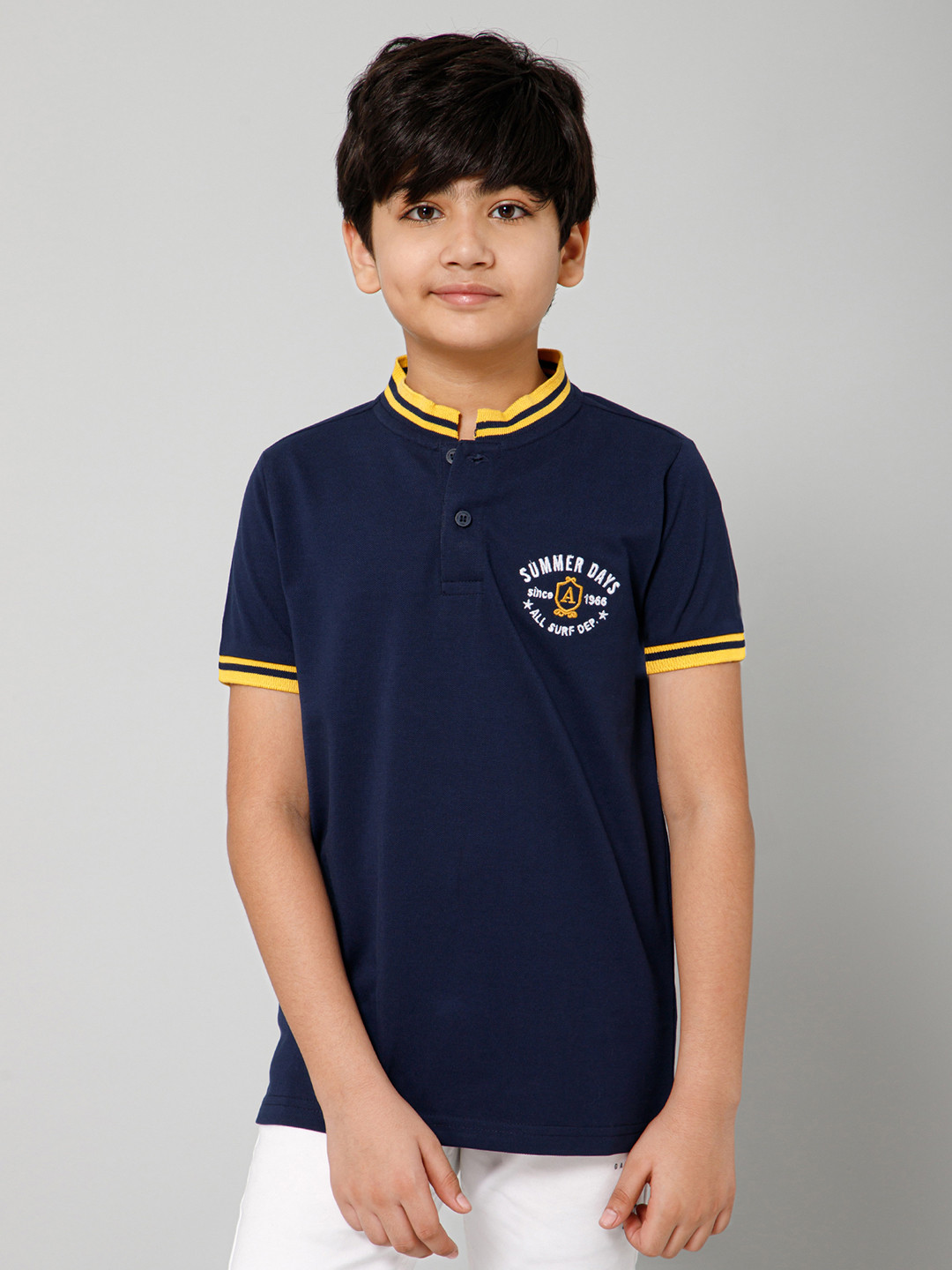 Alan Jones Boys Mandarin Collar T-shirt