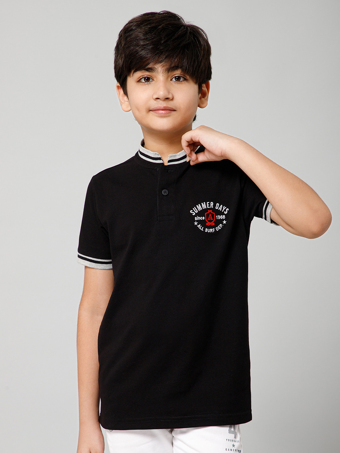 Alan Jones Boys Mandarin Collar T-shirt