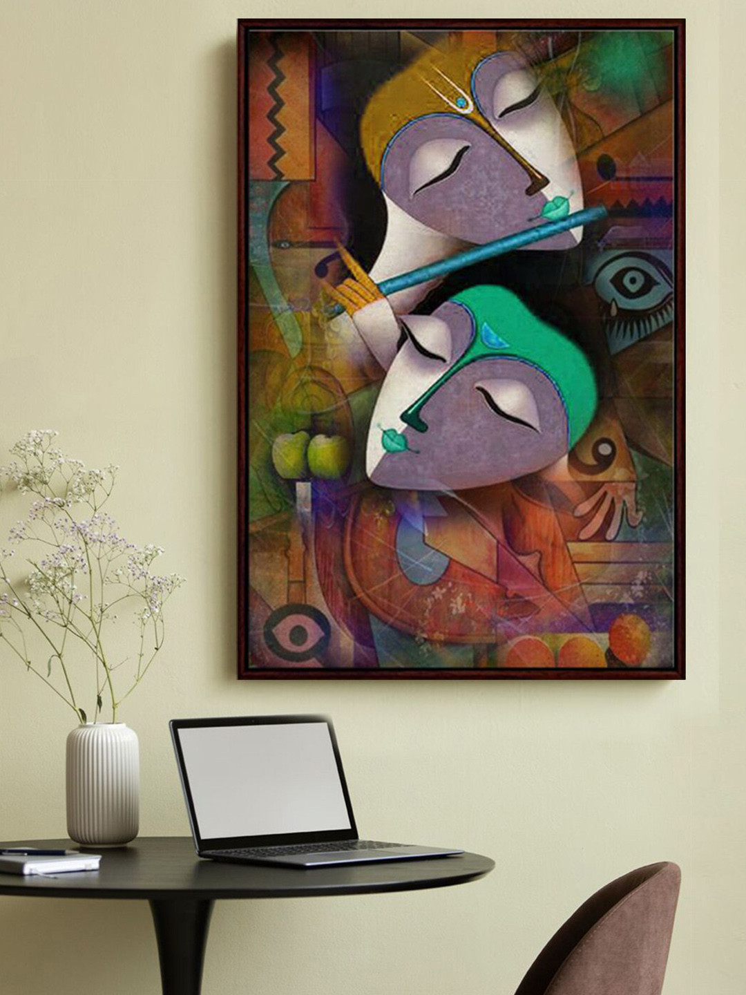 999Store Radha Krishna Fac Canvas Wall Rectangle Paintings Wall Art -36 x 24In