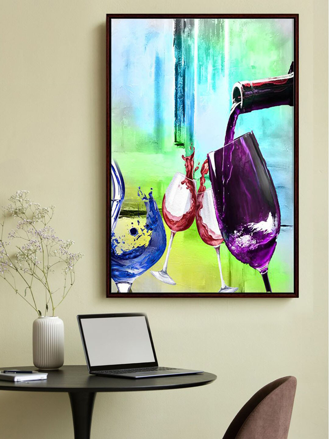 999Store Green & Violet Framed Painting Wall Art