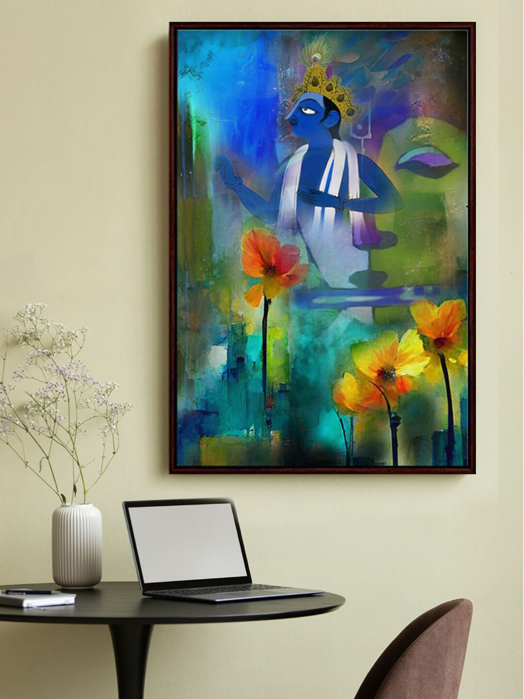 999Store Blue Framed Painting Wall Art