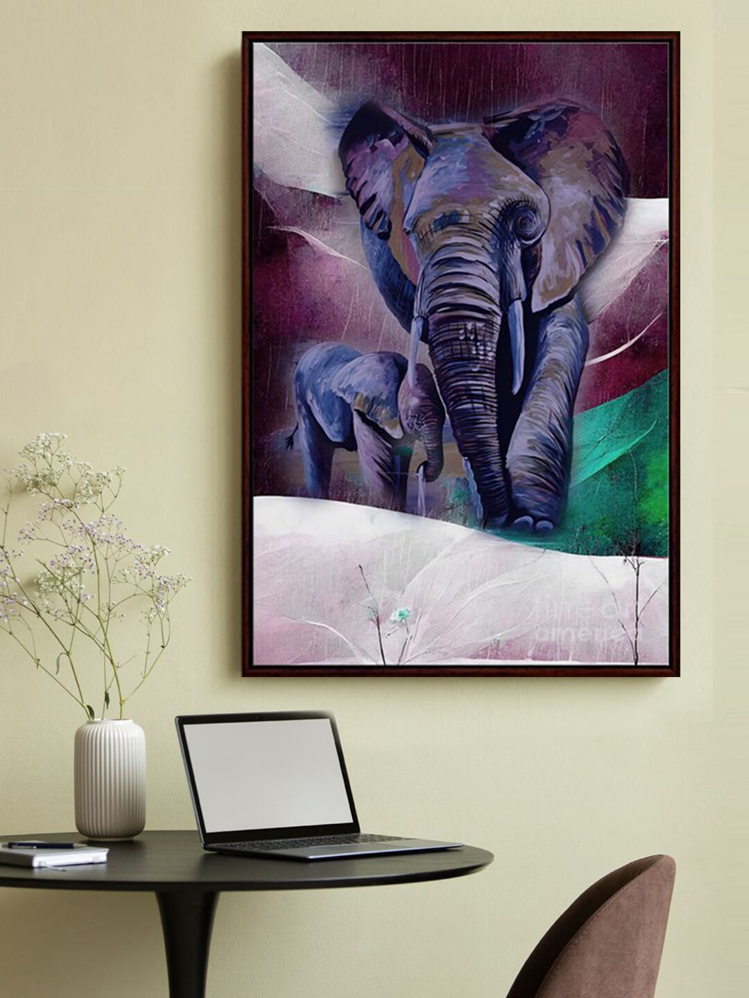 999Store Elephant And Baby Elephant Canvas Wall Rectangle Paintings Wall Art -36 x 24In