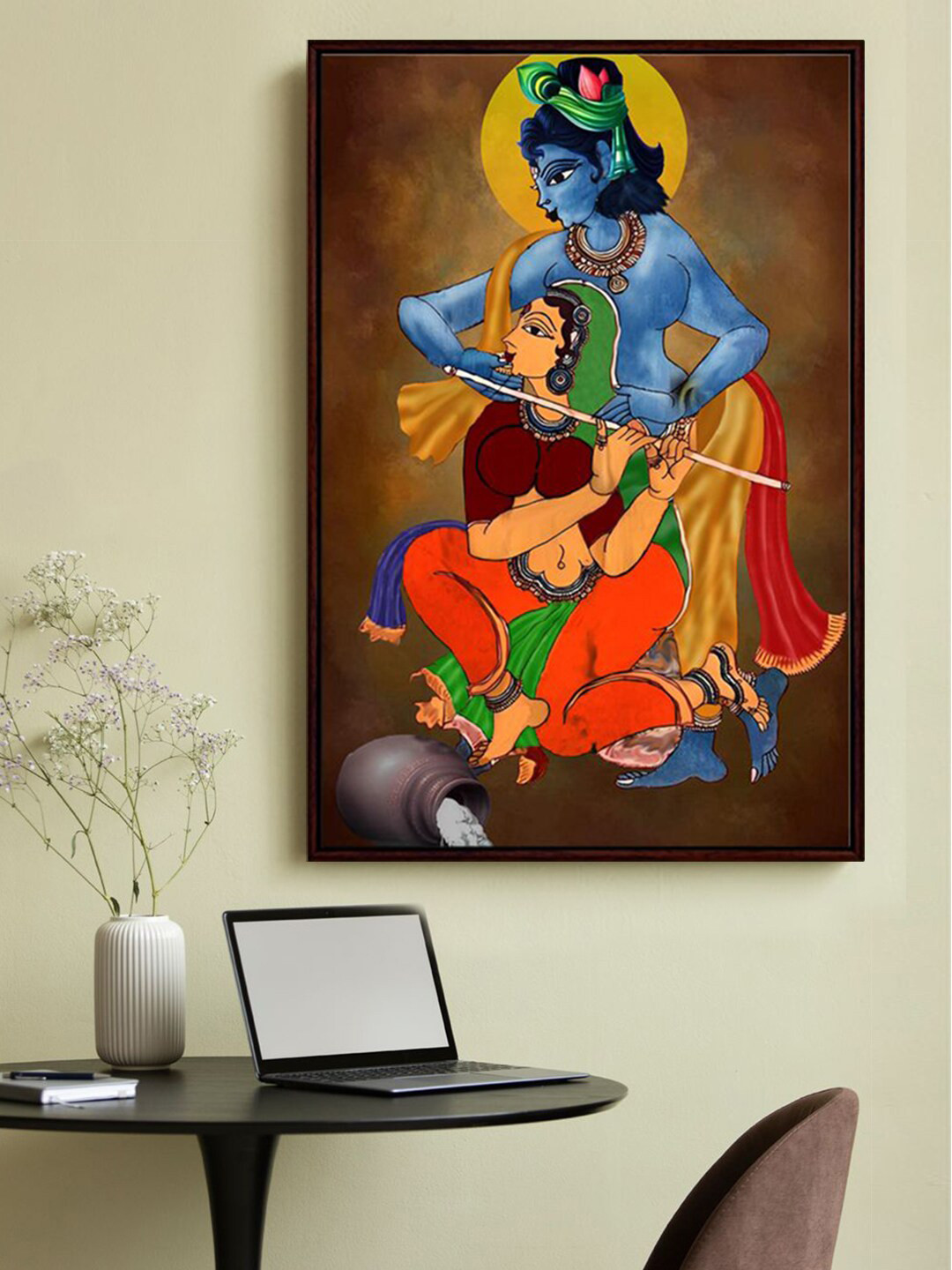999Store Radha Krishna Canvas Wall Rectangle Paintings Wall Art - 36 x 24 In
