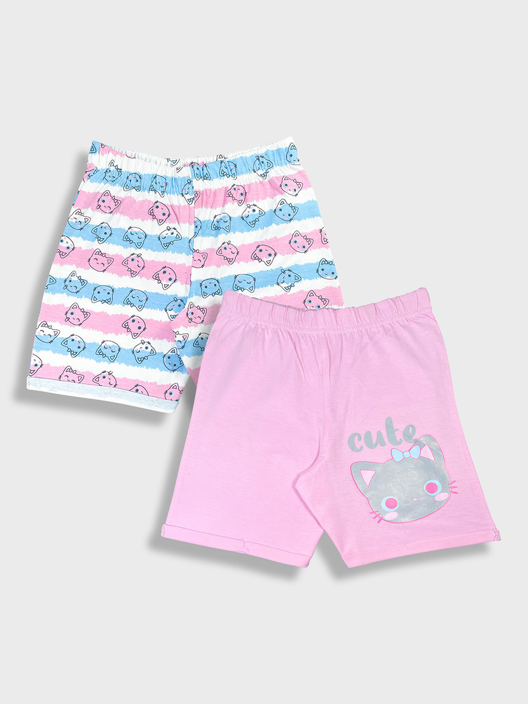 YK Girls Pack Of 2 Printed Pure Cotton Shorts