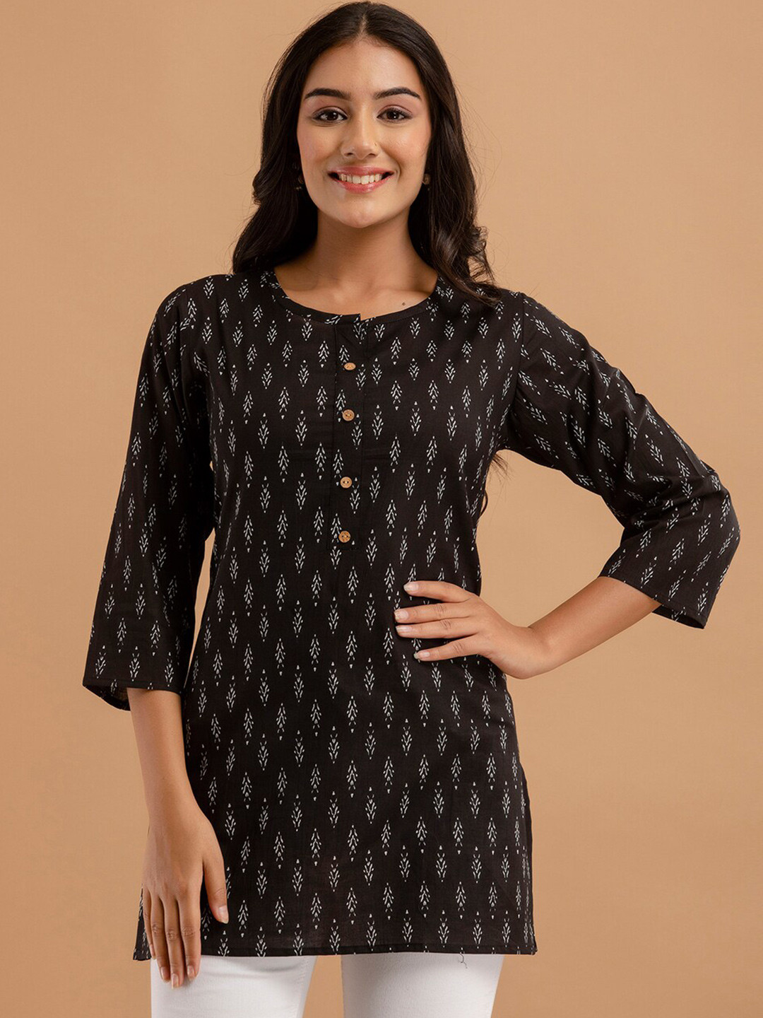FERANOID Block Print Cotton Short Kurti