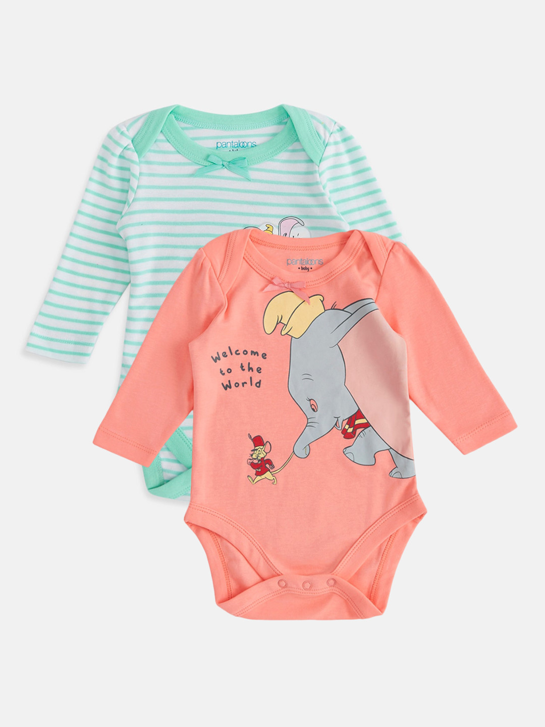 Pantaloons Baby Infant Girls Pack Of 2 Cotton Bodysuits