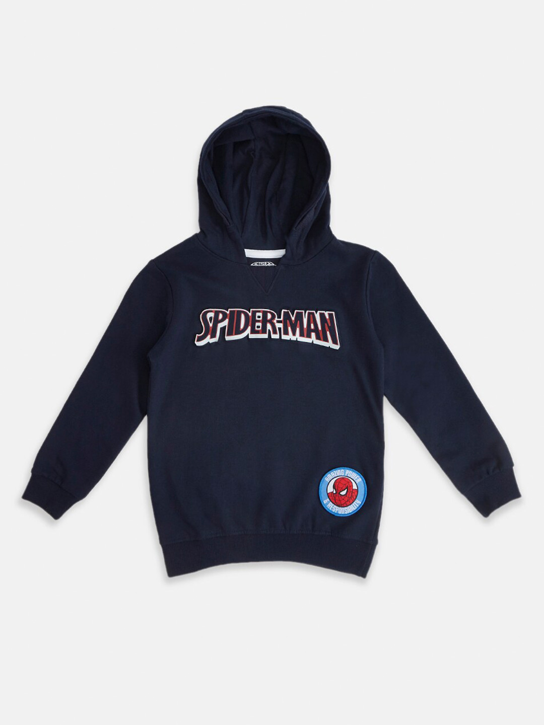 Pantaloons Junior Boys Superhero Spiderman Typography Printed Hoody Neck Cotton Sweatshirt