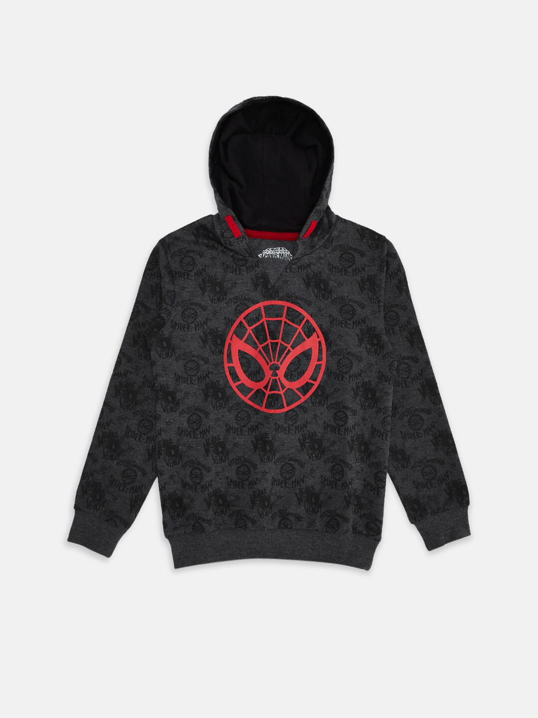 Pantaloons Junior Boys Superhero Spiderman Graphic Printed Hodded Neck Cotton Sweatshirt