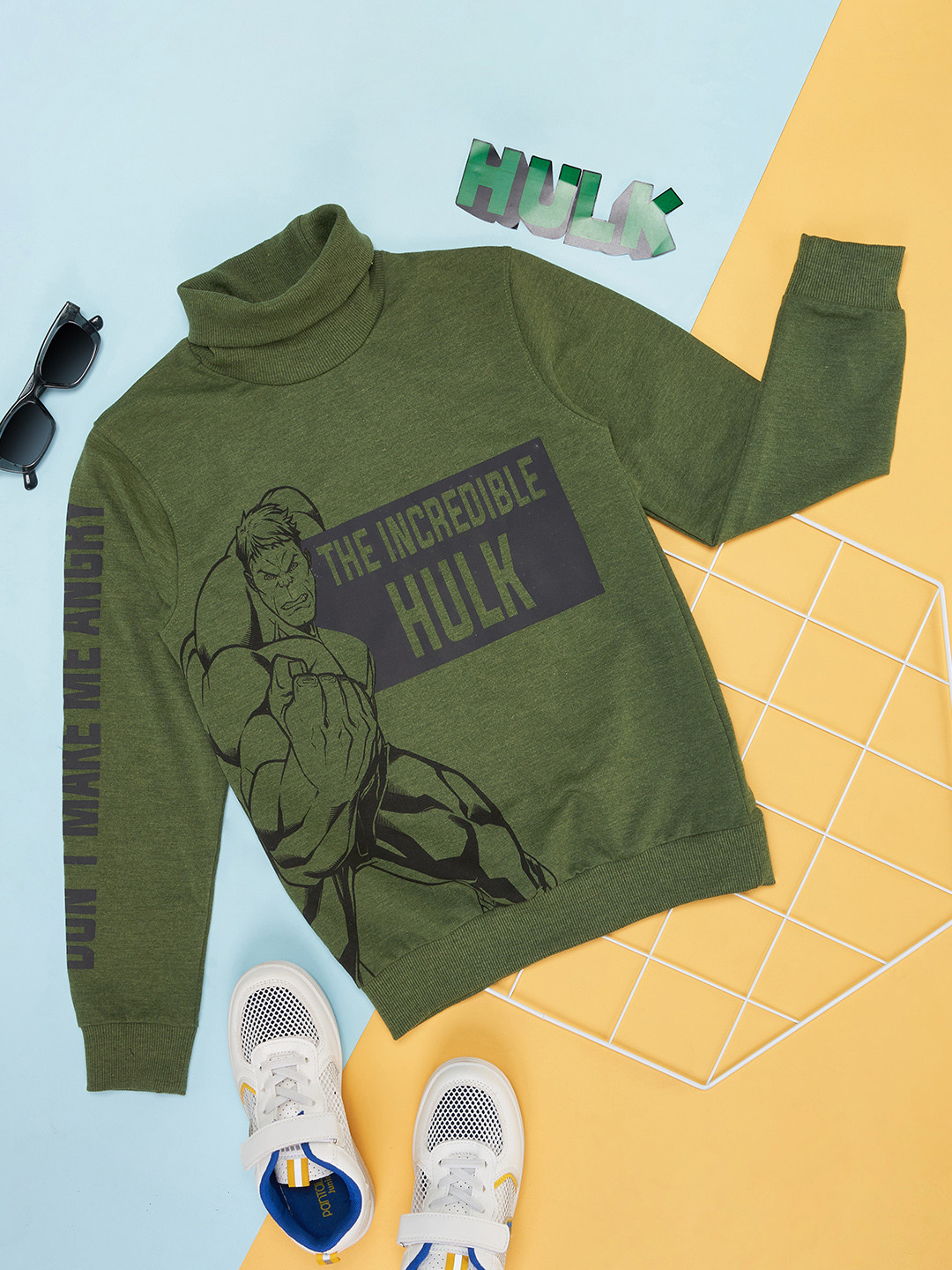 Pantaloons Junior Boys Superhero Graphic Printed High Neck Cotton Sweatshirt