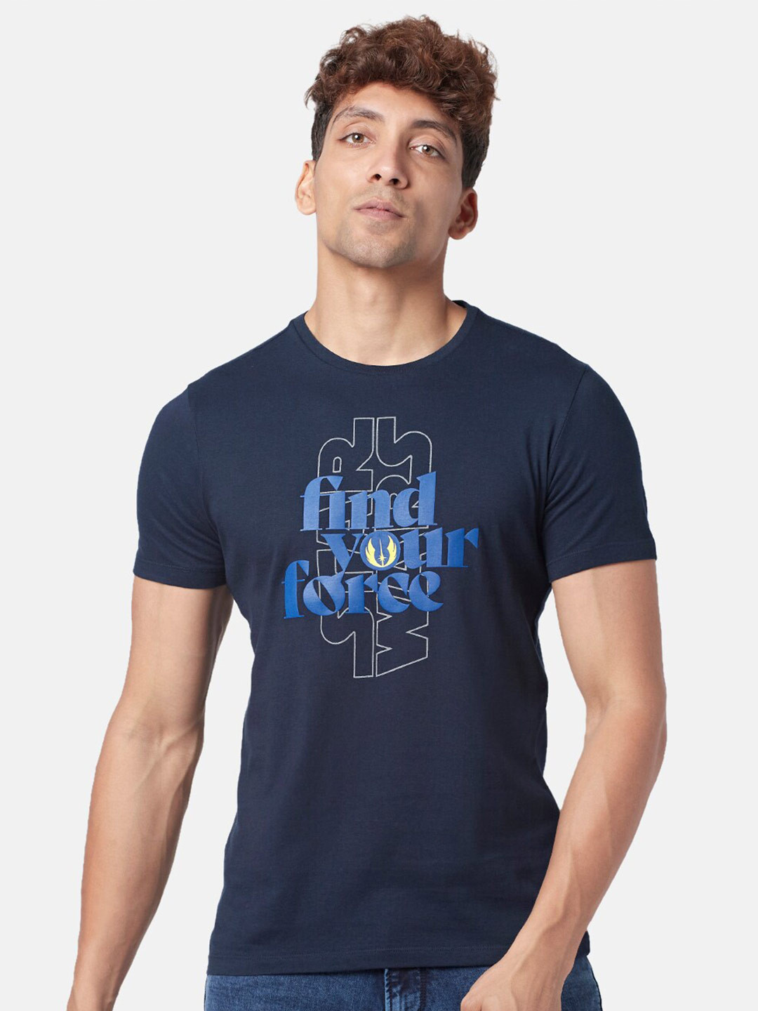 SF JEANS by Pantaloons Typography Printed Cotton Slim Fit T-shirt