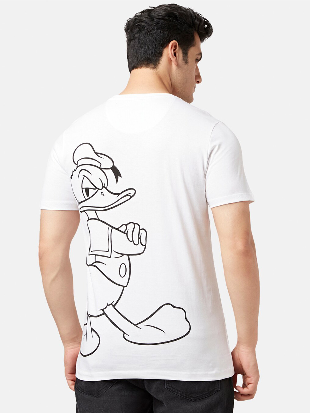 SF JEANS by Pantaloons Donald Duck Printed Slim Fit Casual Cotton T-shirt