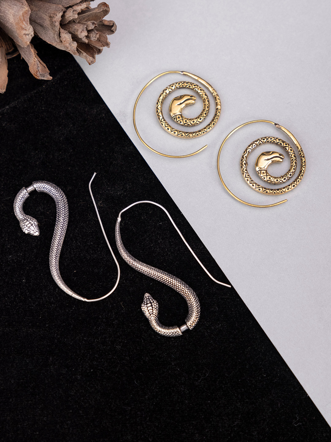 Studio One Love Set of 2 Gold-Plated Contemporary Drop Earrings