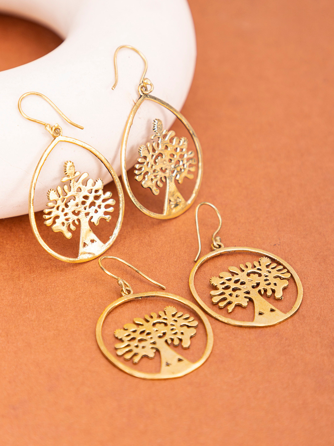 Studio One Love Set Of 2 Brass-Plated Contemporary Drop Earrings