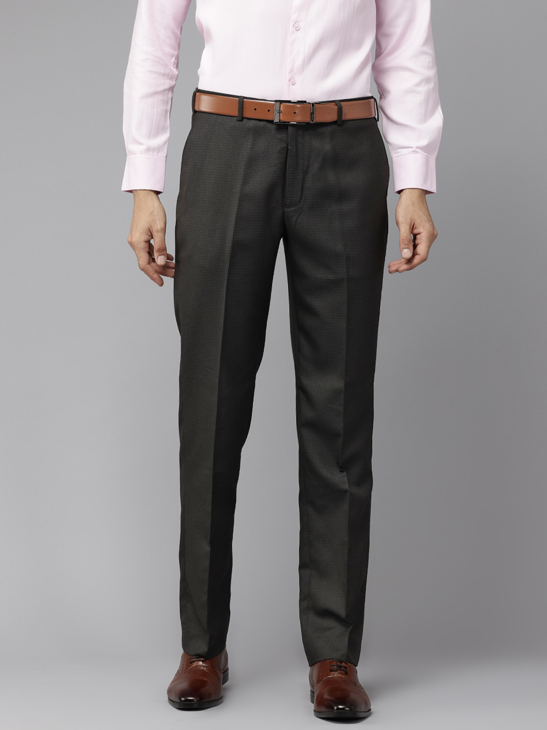 Park Avenue Men Checked Smart Fit Formal Trousers