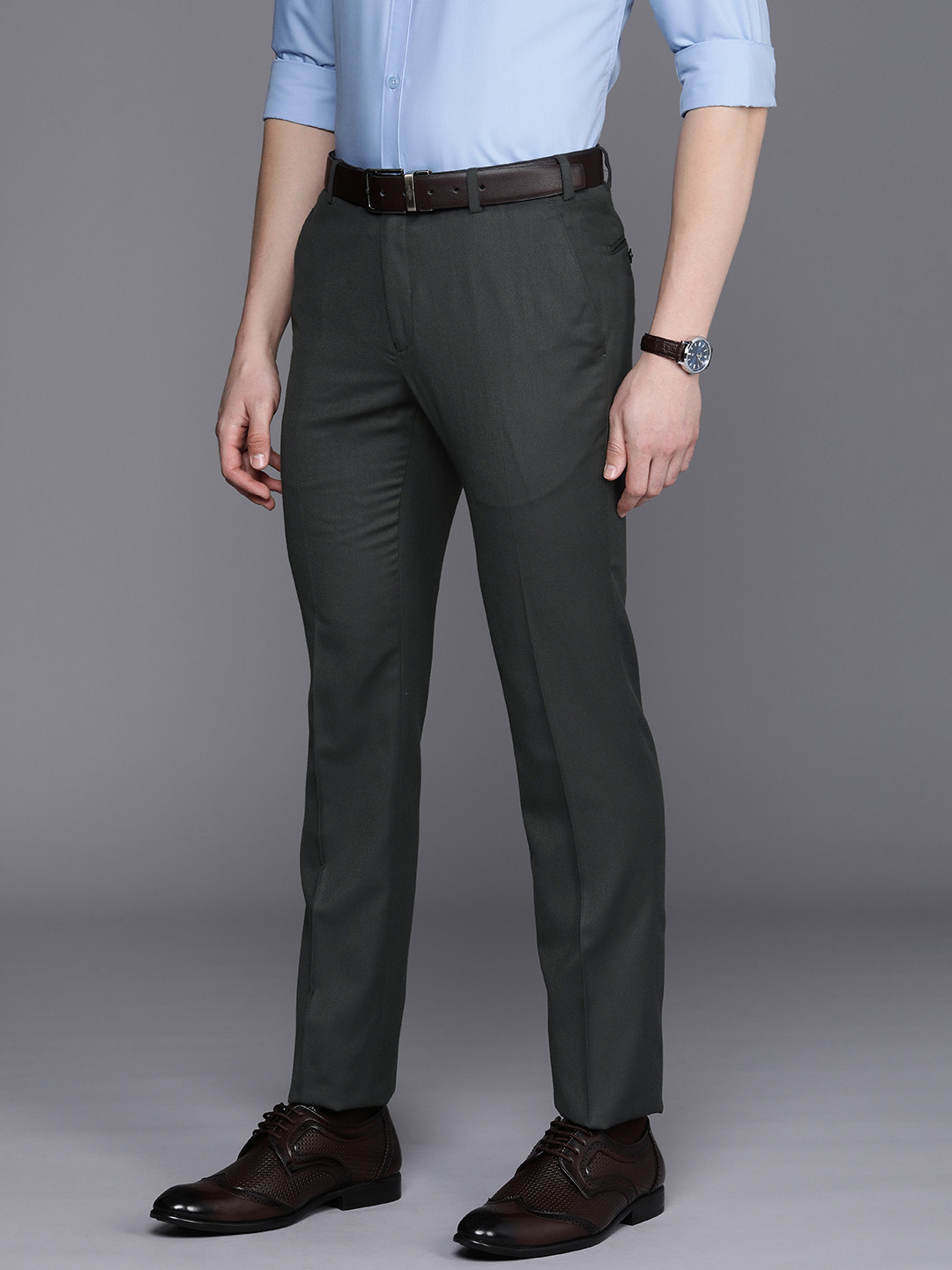 Raymond Men Textured Slim Fit Formal Trousers