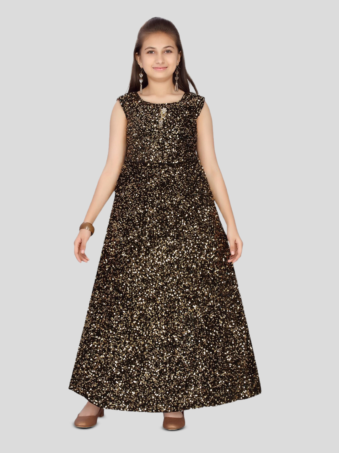 BAESD Girls Sequined Velvet Gown