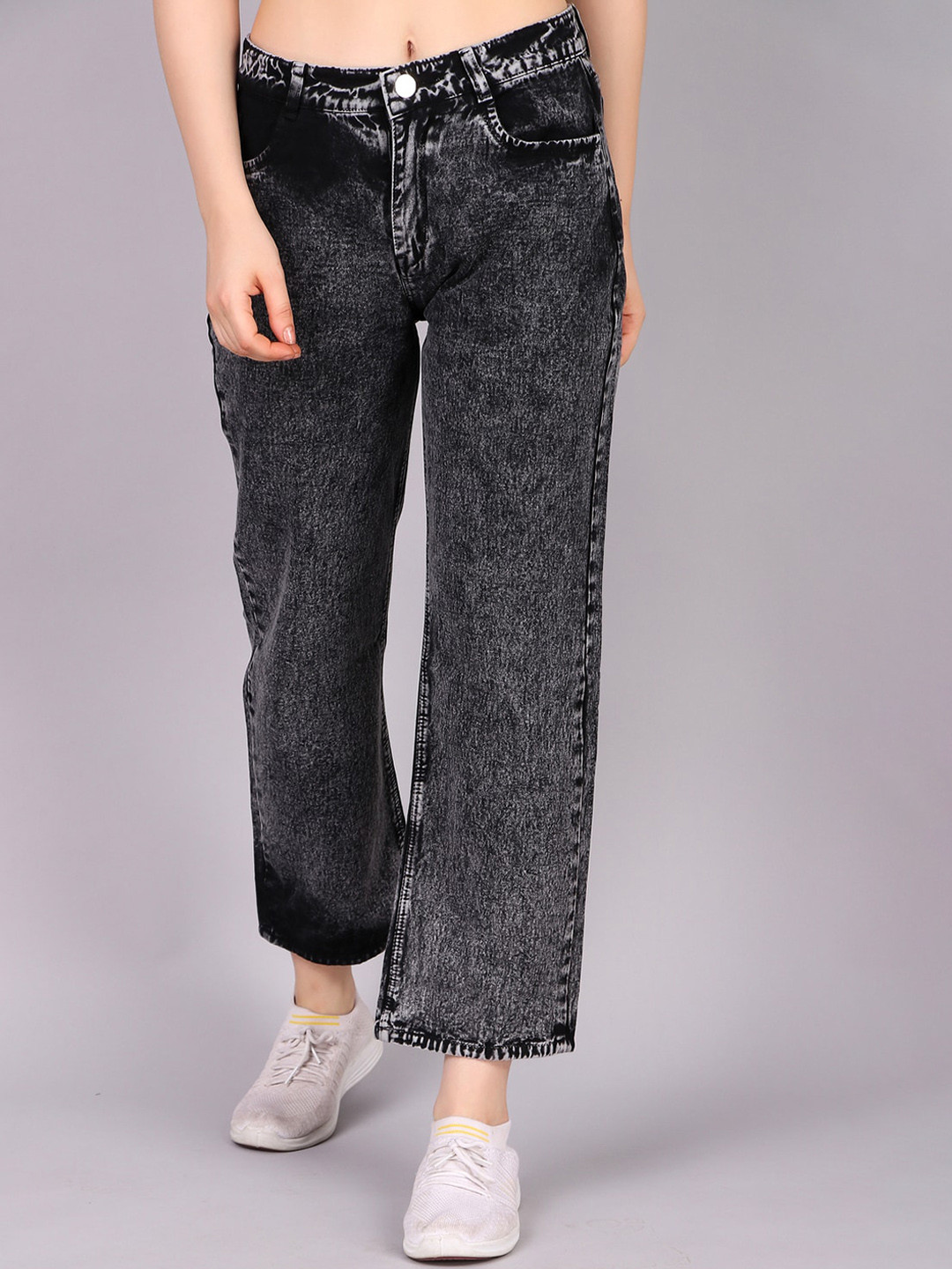 KASHIAN Women Mid-Rise Loose Boyfriend Fit Clean Look Heavy Fade Jeans