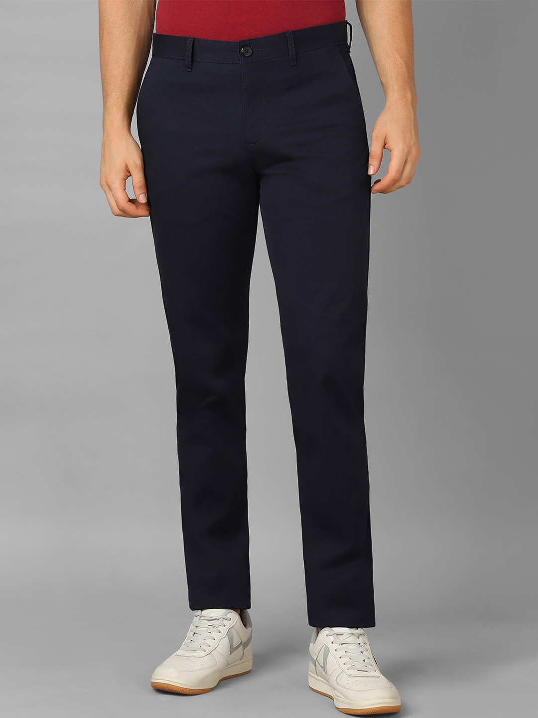 Louis Philippe Sport Men Mid Rise Plain Slim Fit Cropped Chinos Trousers