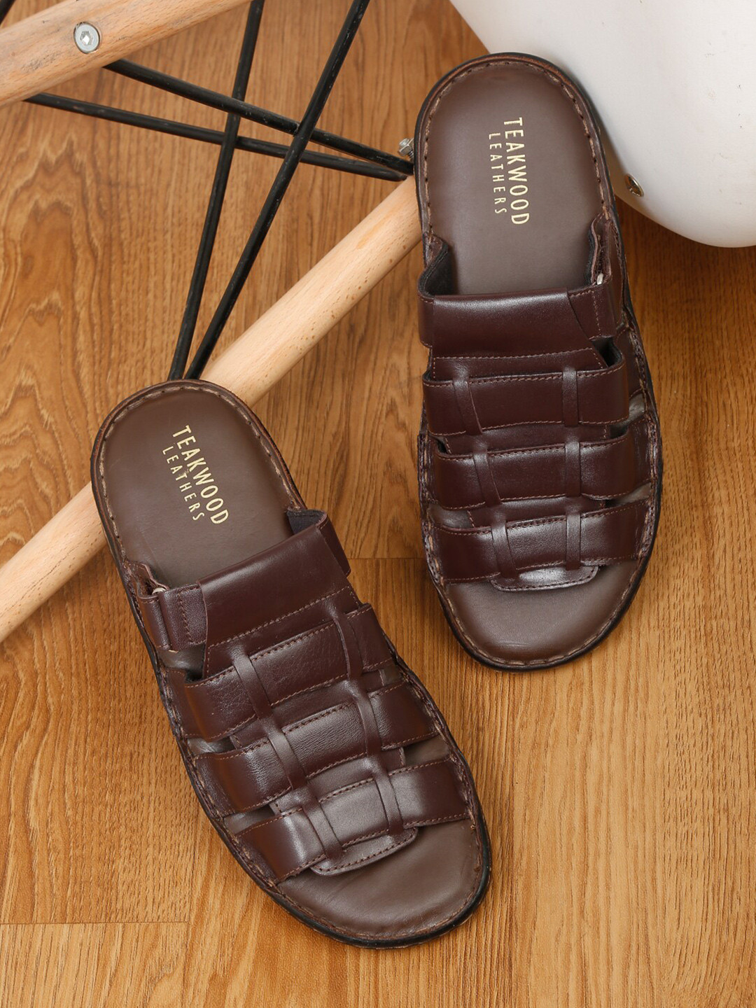 Teakwood Leathers Men Leather Comfort Sandals