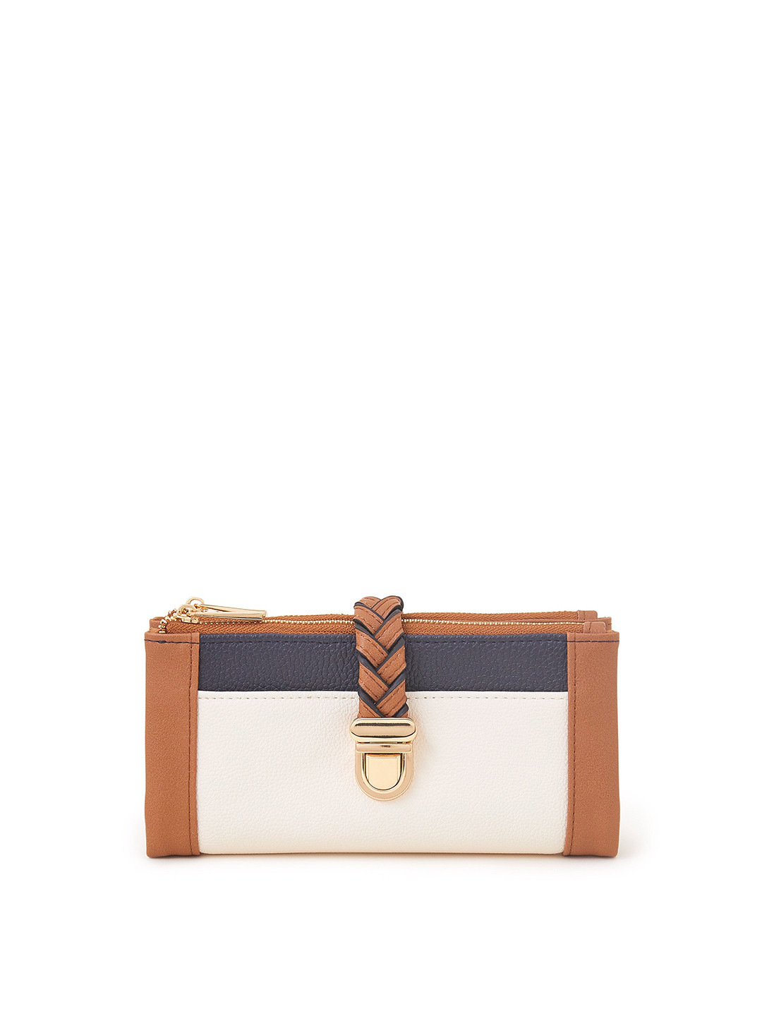 Accessorize Women Faux Leather Plait Push-Lock Wallet