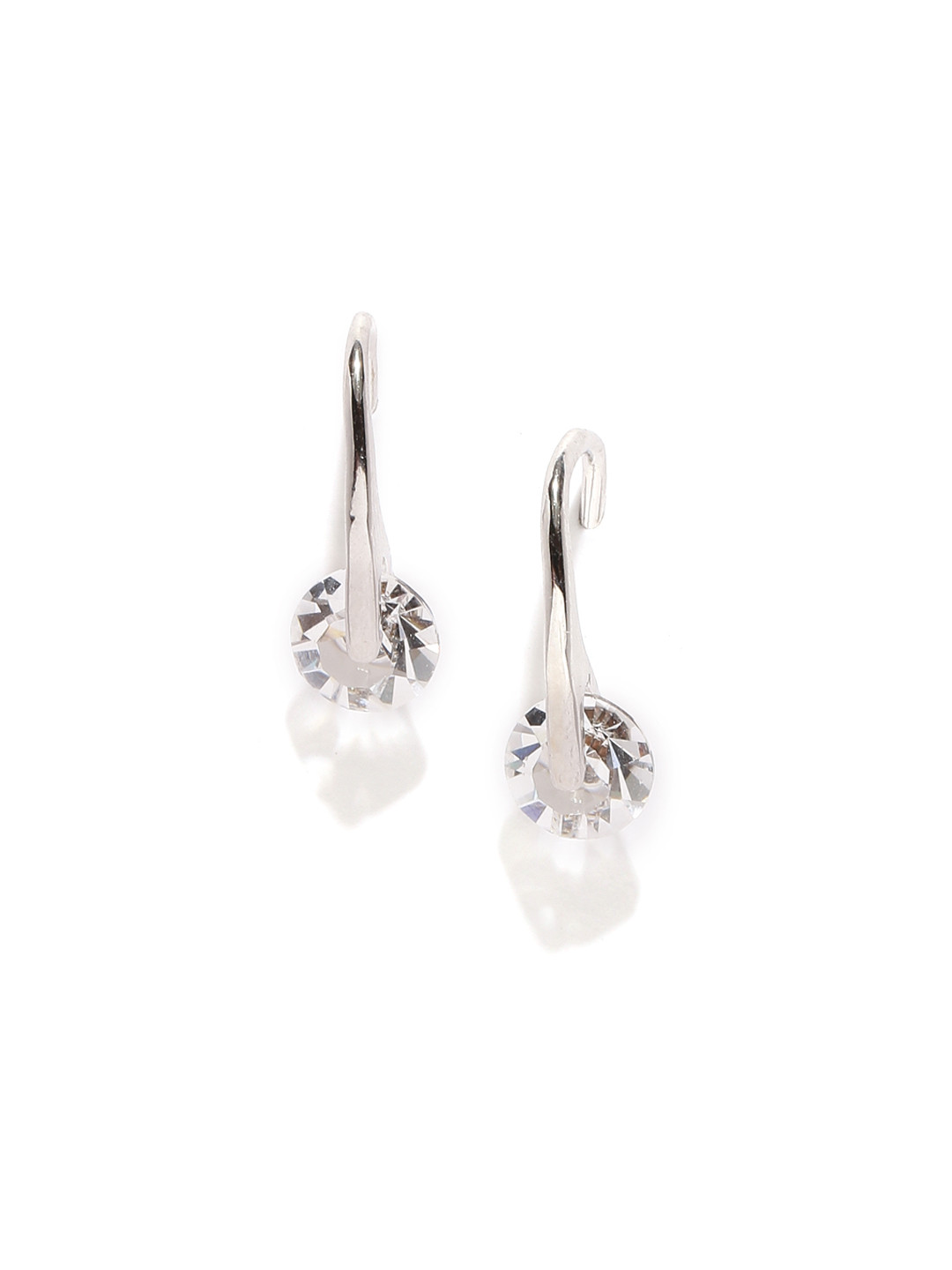 Yellow Chimes Crystals from Swarovski Collection White & Steel-Toned Gold-Plated Circular Drop Earrings