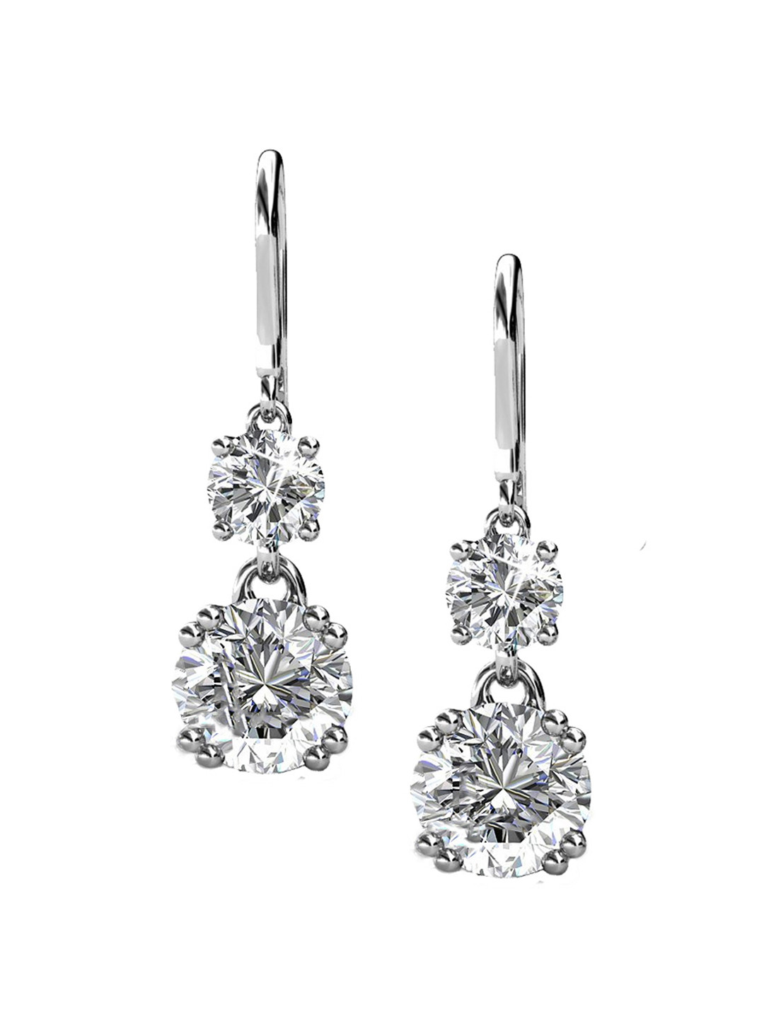 Yellow Chimes Crystals from Swarovski Collection White & Steel-Toned Rhodium-Plated Drop Earrings