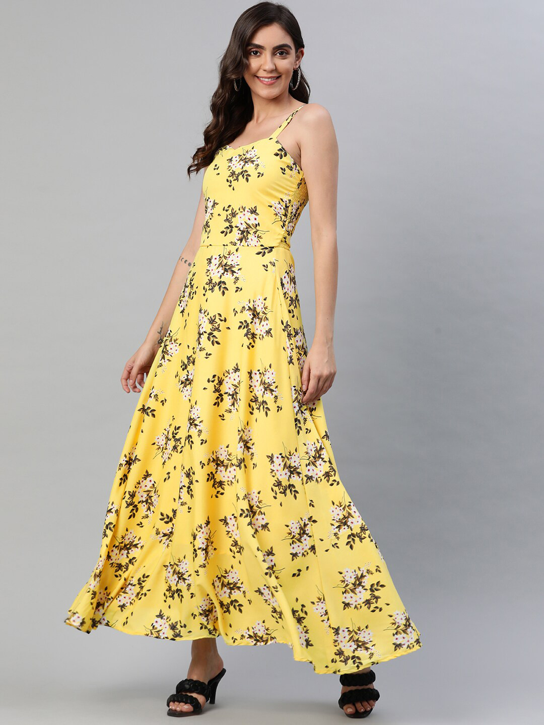 BAESD Floral Printed Georgette Maxi Dress