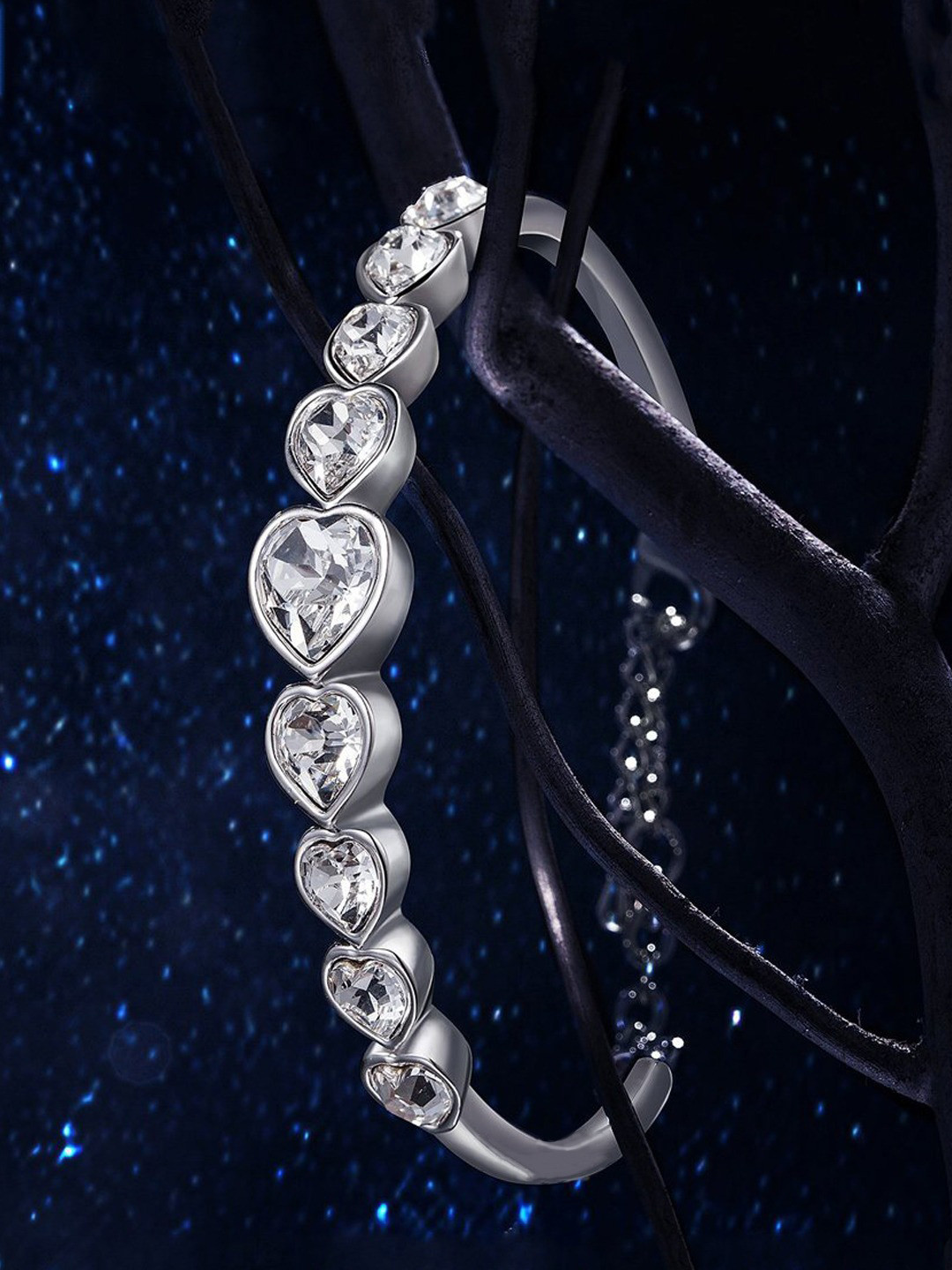 Yellow Chimes Crystals from Swarovski Collection Silver-Toned Metal Rhodium-Plated Charm Bracelet