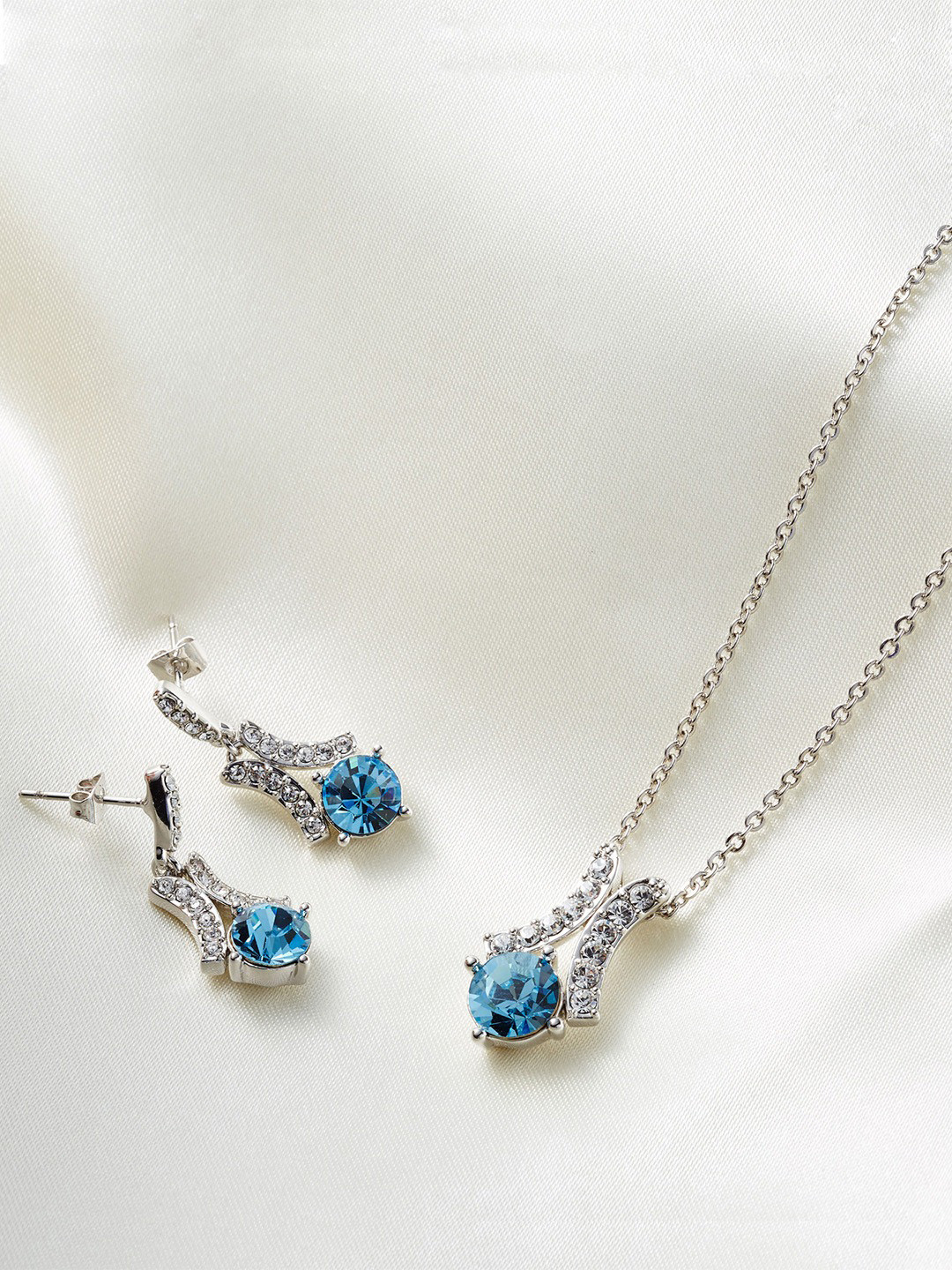 Yellow Chimes Crystals from Swarovski Collection Silver-Toned Jewellery Set