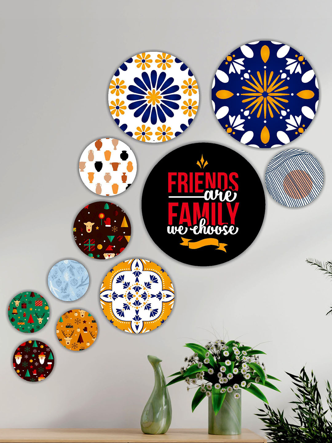 SAF 11 Piece Wall Round Paintings Wall Art