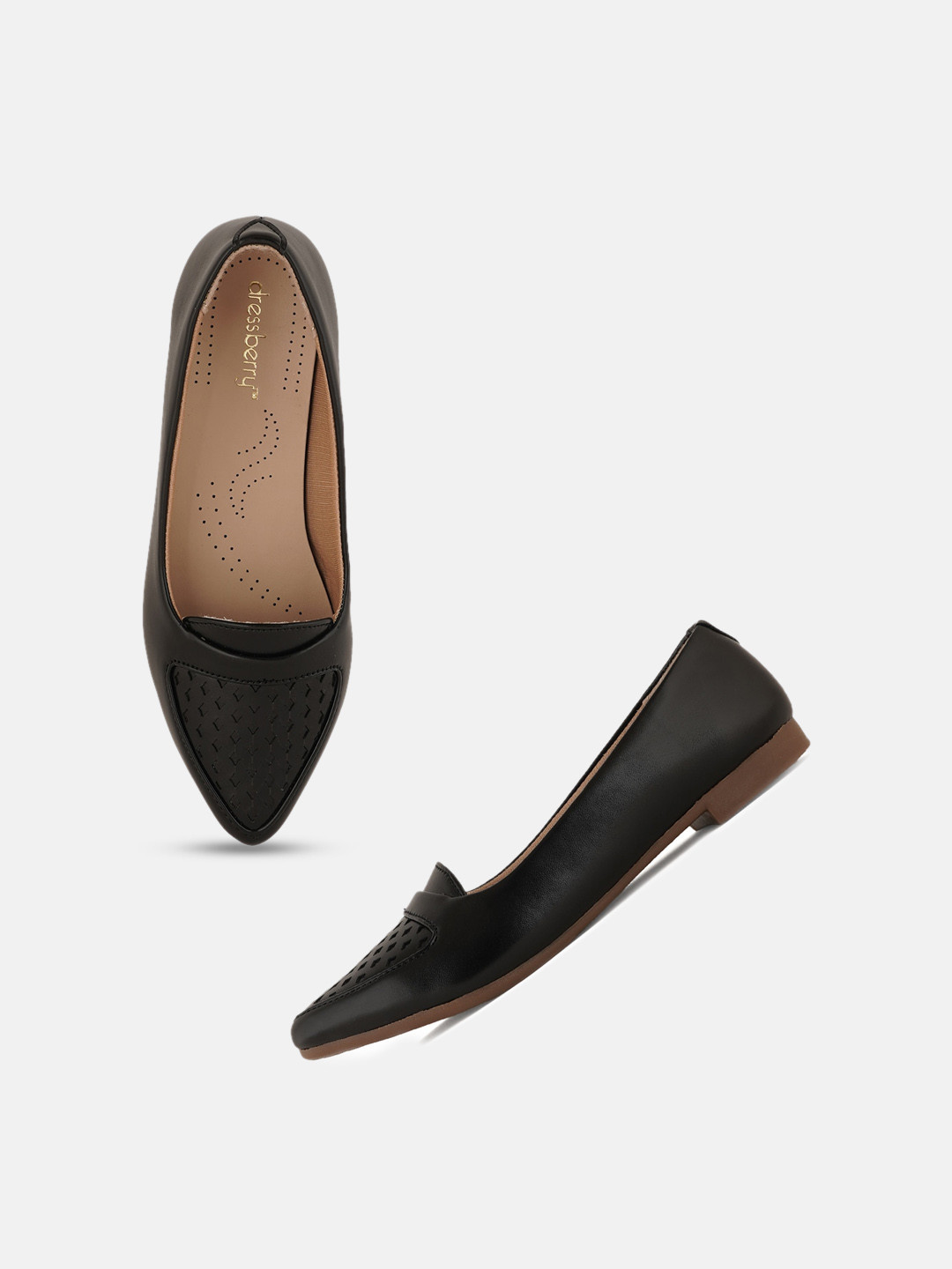 DressBerry Black Laser Cut Ballerinas