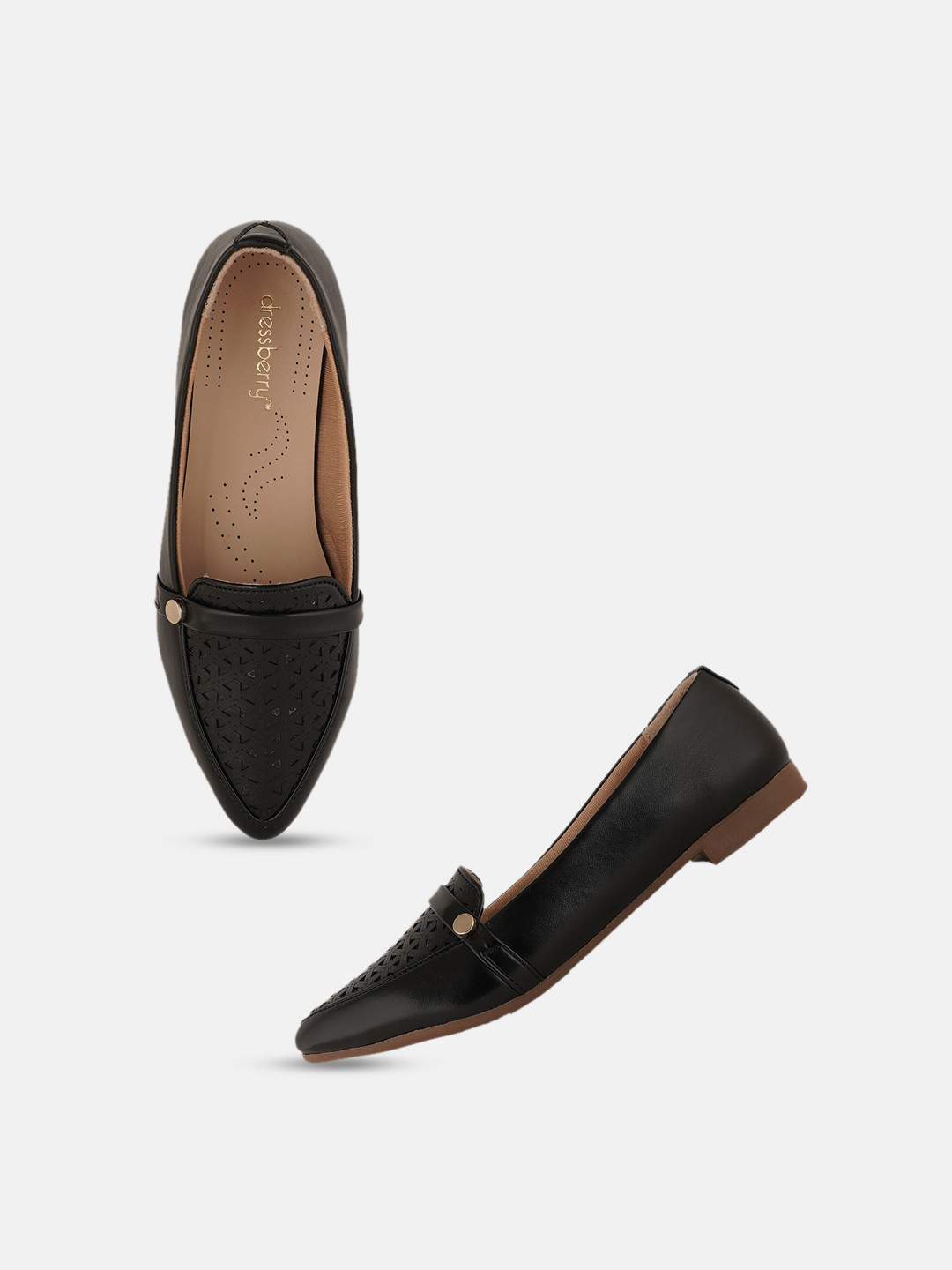DressBerry Black Laser Cut Ballerinas