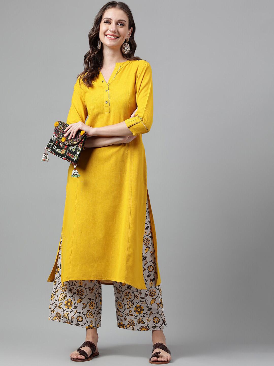 Neemiya Regular Cotton Kurta With Printed Palazzos