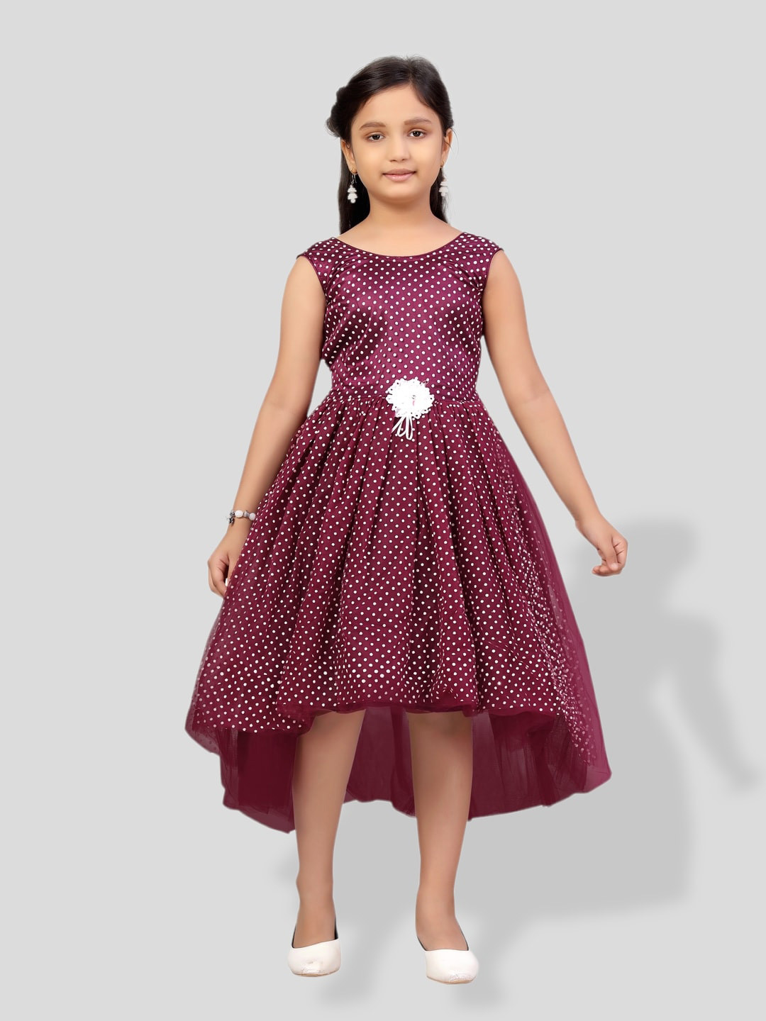 BAESD Polka Dot Printed Fit & Flare Midi Dress