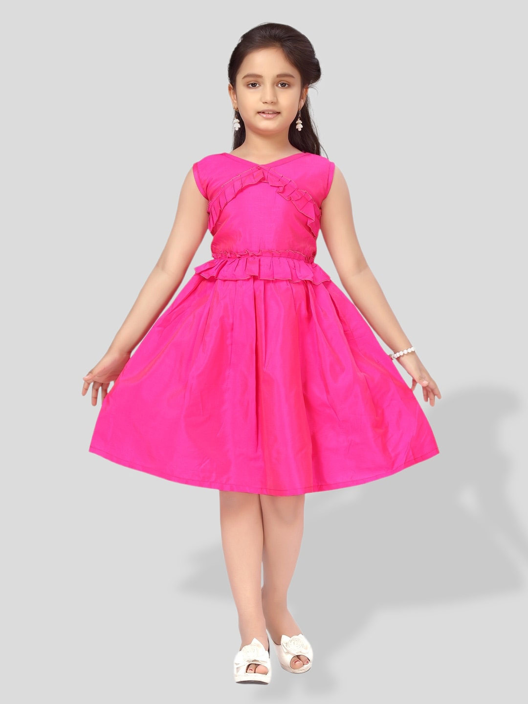 BAESD Ruffles Satin Fit & Flare Dress