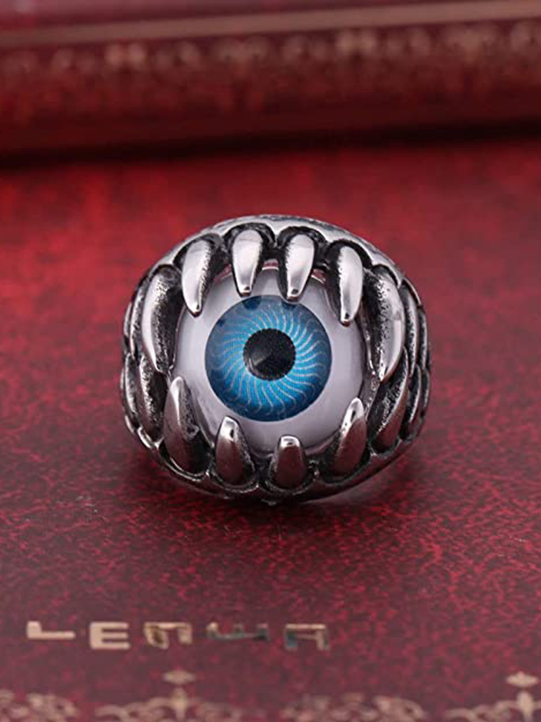 VIEN Silver-Plated Evil Eye Eyeball Finger Ring
