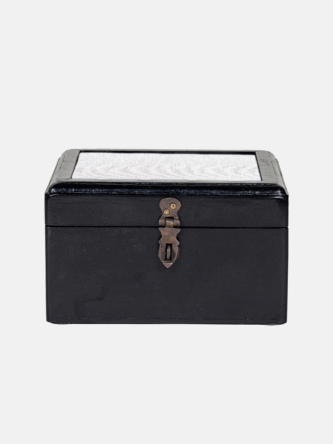 Contrast Living Black Painted Wooden Decorative Jewellery Box